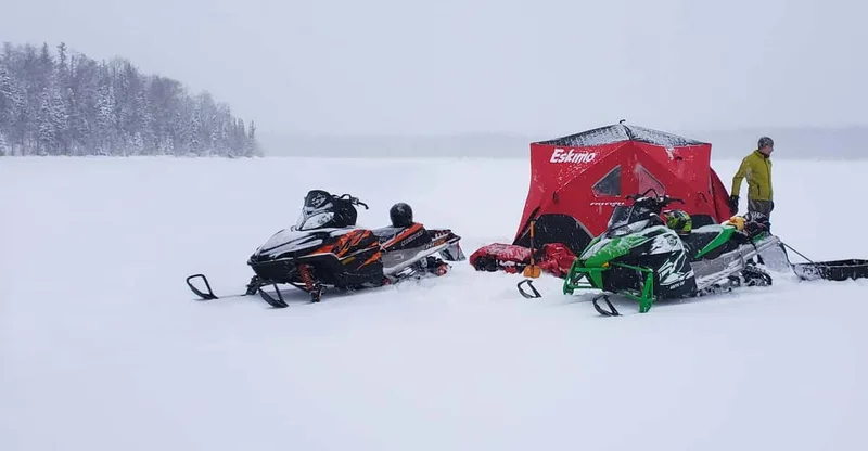 Ice Fishing, Snowmobile ride & Transportation — snowmobile tour in Anchorage