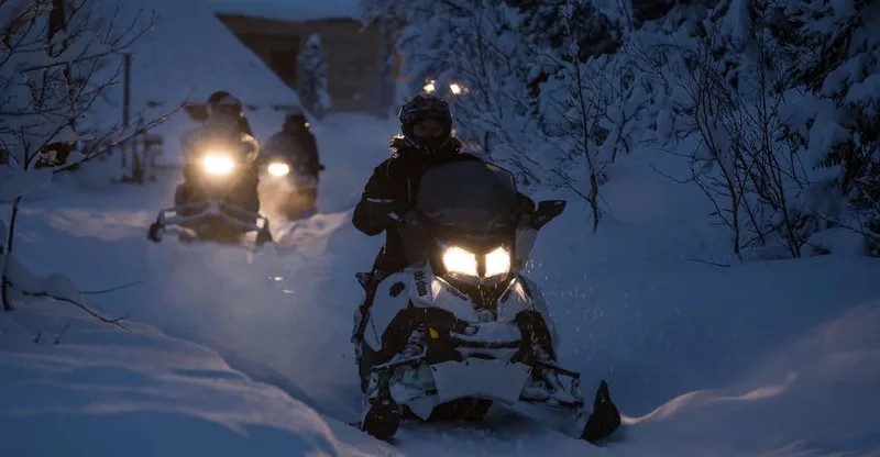 Arctic All-in-One Night: Dog Sledding, Snowmobiling & Aurora — snowmobile tour in Tromsø